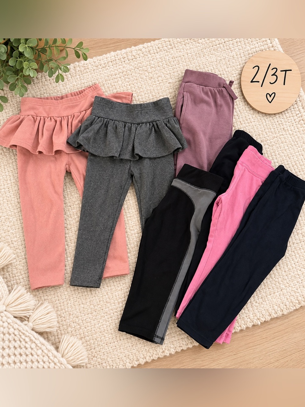 Girls 2/3T Mix & Match Leggings Bundle - Pink, Gray, Black, Navy